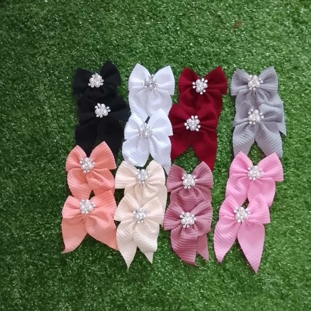 16 Pairs of Hair Ties with Imitation Pearls | Pack of 32 Fabric Tweezers New